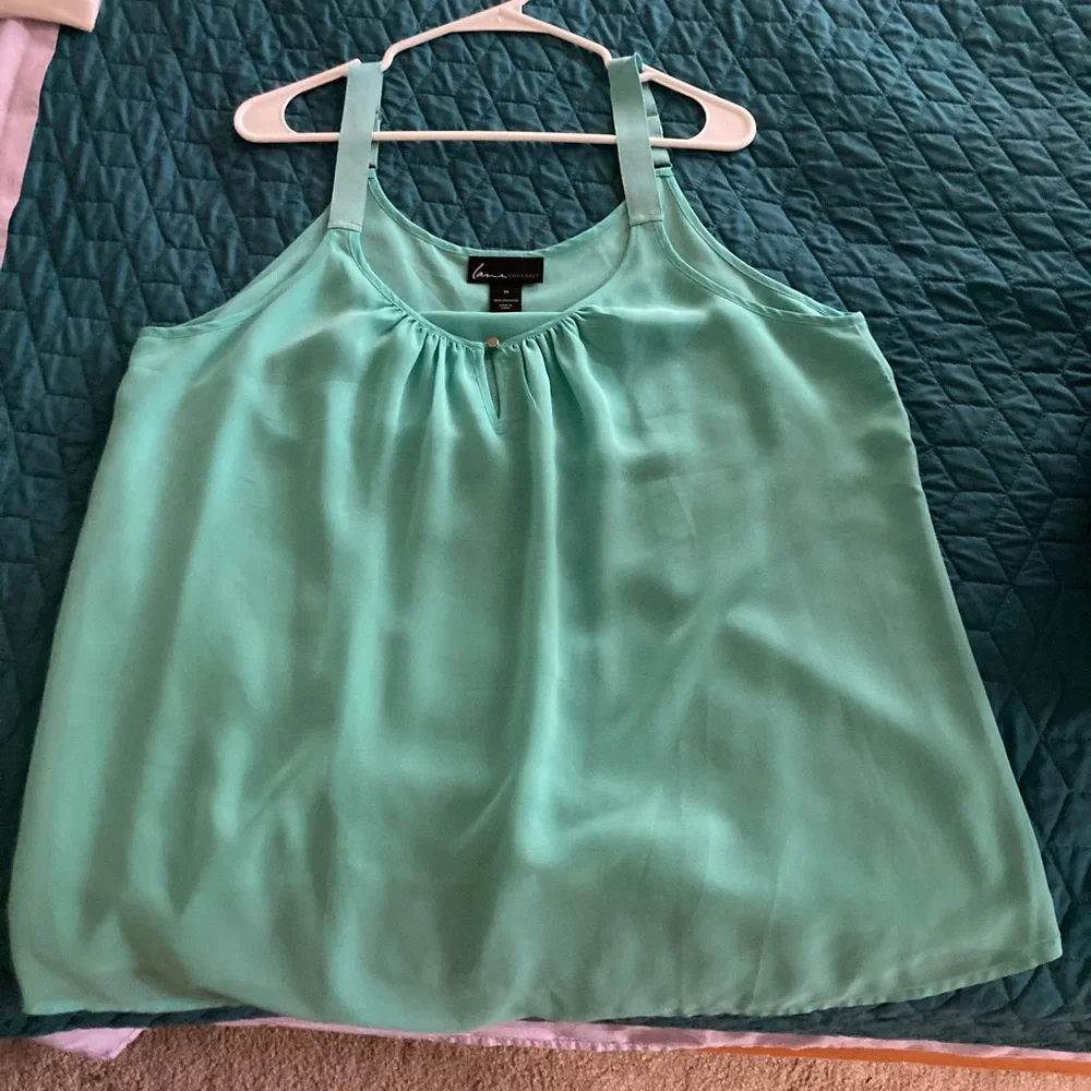 Lane Bryant Blue Green Relaxed Tank Top - Picture 2 of 3